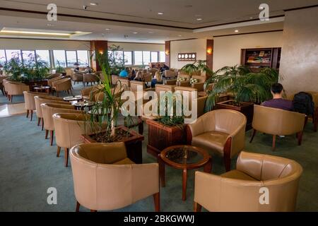 South Africa, Western Cape, Gauteng, Johannesburg, OR Tambo International Airport, Emirates Airline business and first class lounge interior Stock Photo