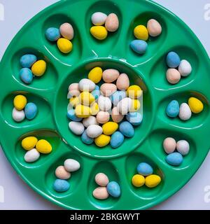 Plate of Chocolate Eggs Stock Photo