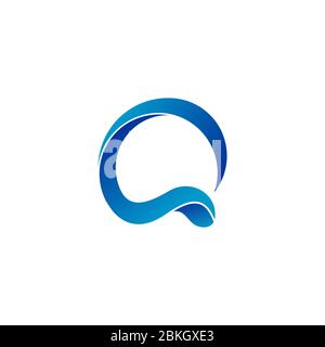 Initil letter Q graphic logo template, wave design concept, isolated on white background. Stock Vector