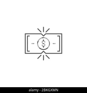 Tearing money banknote vector icon symbol isolated on white background Stock Vector