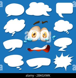 Different shapes of speech bubbles on blue background illustration Stock Vector
