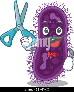 Sporty lactobacillus rhamnosus bacteria cartoon character design with barber Stock Vector