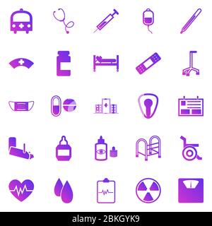 Hospital gradient icons on white background, stock vector Stock Vector