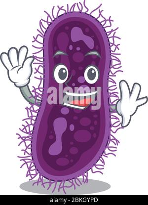 A charismatic lactobacillus rhamnosus bacteria mascot design style smiling and waving hand Stock Vector