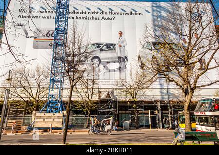 Volkswagen (VW) tries to advertise with the German humor. Advertising Billboard in Berlin, Germany Stock Photo