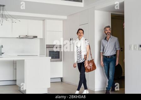 Couple looking new house Stock Photo