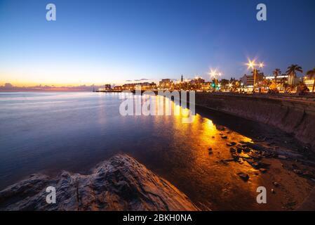 View of sea by city Stock Photo