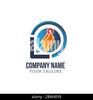 Fire flame icon in a shape of drop. Oil and gas industry logo design concept. Stock Vector