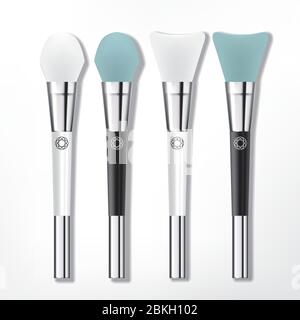 Vector Cosmetics and Skin Care Silicon Brush or Spatula Set Stock Vector
