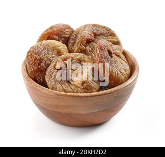 bowl of dried figs isolated on white background Stock Photo