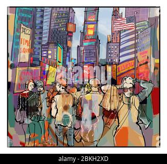 Times square in New York - vector illustration Stock Vector Image & Art ...