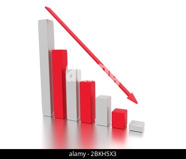 Bankruptcy business concept. Graph of the financial crisis. 3d rendering Stock Photo