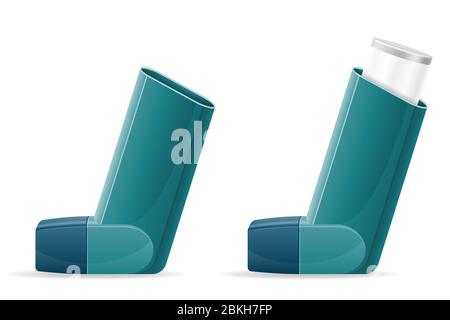 medical inhaler for patients with asthma and shortness of breath in the treatment and prevention of the disease vector illustration isolated on white Stock Photo