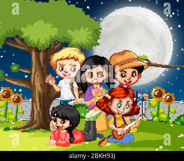 Scene with many kids in the park illustration Stock Vector Image & Art ...