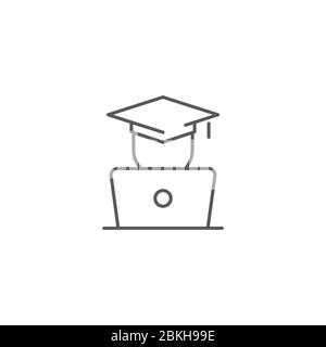 Student Studying on Laptop vector icon symbol isolated on white background Stock Vector