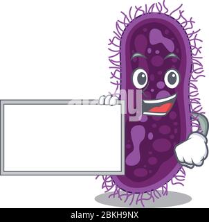 Lactobacillus rhamnosus bacteria cartoon character design style with board Stock Vector