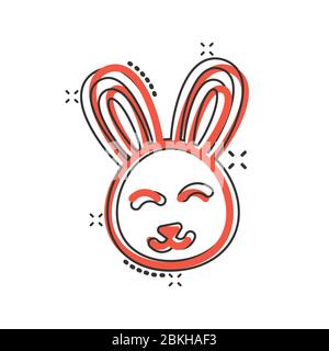 Rabbit icon in comic style. Bunny cartoon vector illustration on white isolated background. Happy easter splash effect business concept. Stock Vector