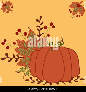 Stylized vintage pumpkin - vintage autumn vector illustration Stock Vector