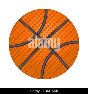 Basketball ball isolated on white background. Shiny textured basketball icon. Brown classic basketball. Athletic equipment element.Vector illustration Stock Vector