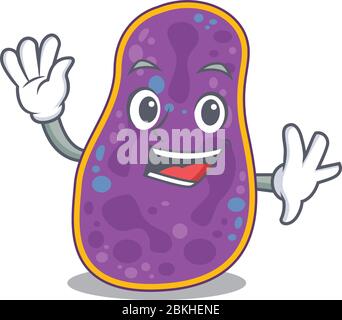 A charismatic shigella sp. bacteria mascot design style smiling and waving hand Stock Vector