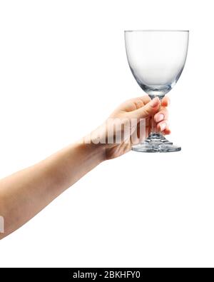 Woman hand holding beer glass isolated on white. Stock Photo