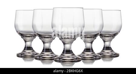 Set of empty glasses of light beer with foam isolated on a white background Stock Photo