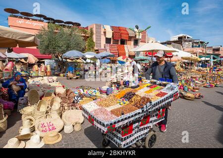 Morocco, Marrakesh-Safi region, Marrakesh, imperial city, the medina (UNESCO World Heritage Site), the souk, spices market Stock Photo