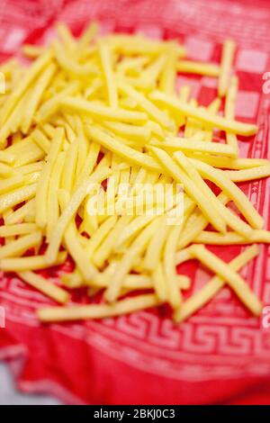 France, Paris, Chez Eux bistro, preparation of homemade fries Stock Photo