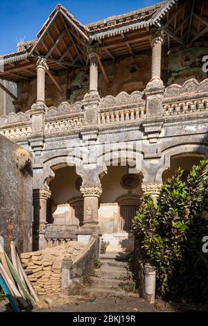 India, Daman and Diu Territory, Diu District, facade of a house dating from the Portuguese colonization Stock Photo