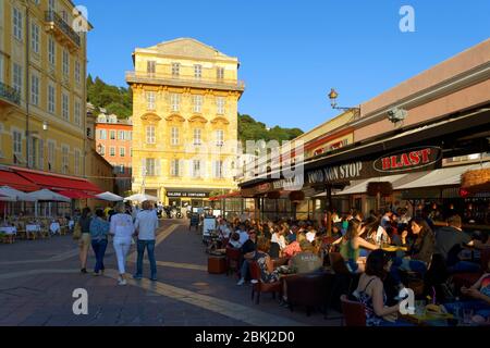 France, Alpes-Maritimes, Nice, old town, cours Saleya, place Charles Félix, the Cais de Pierlas palace in the background Stock Photo