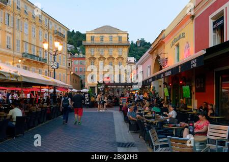 France, Alpes-Maritimes, Nice, old town, cours Saleya, place Charles Félix, the Cais de Pierlas palace in the background Stock Photo