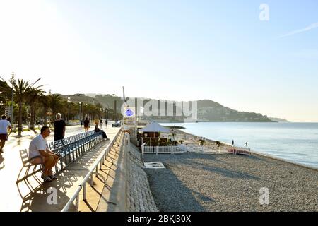 France, Alpes Maritimes, Nice, Baie des Anges, Promenade des Anglais Stock Photo