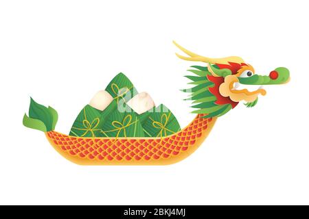 Dragon boat festival - vector illustration isolated on transparent background - Duanwu or Zhongxiao festival Stock Vector