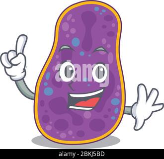 Shigella sp. bacteria mascot character design with one finger gesture Stock Vector