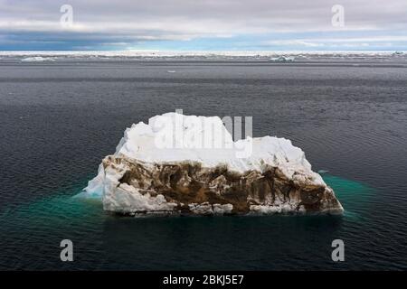 Ice floes in the Erik Eriksenstretet, strait separating Kong Karls Land from Nordaustlandet, Svalbard, Norway Stock Photo