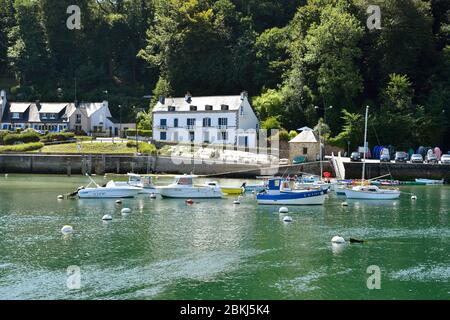 France, Finistere, Riec sur Belon, Port of Belon along the Belon river Stock Photo