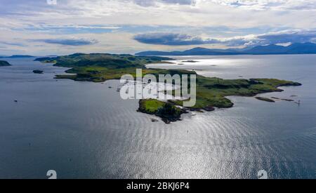 United Kingdom, Scotland, West Highland region, Argyll and Bute, Strathclyde region, Oban, Sound of Kerrera (aerial view) Stock Photo