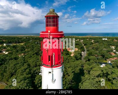 France, Gironde, Bassin d'Arcachon, Lège-Cap-Ferret, the lighthouse (aerial view) Stock Photo