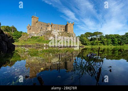 United Kingdom, Scotland, Highlands, Hebrides, Isle of Skye, Loch Dunvegan, Dunvegan Castle & Gardens, the stronghold of the MacLeod clan since the 13th century Stock Photo