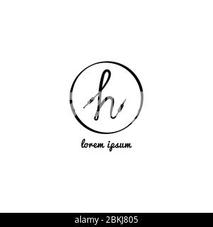 cable jack audio logo concept. Letter h lowercase alphabet logo design template. Isolated, Handwriting, Audio equipment, sound system, instrument. Stock Vector
