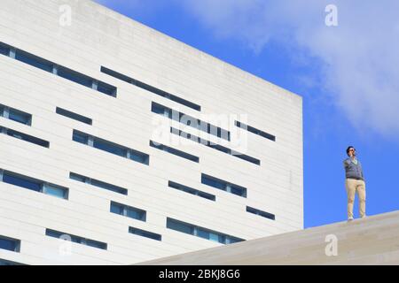 Portugal, Lisbon, Campolide, New University of Lisbon (Universidade Nova de Lisboa), campus designed by the architects Manuel Rocha Aires Mateus and Francisco Xavier Rocha Aires Mateus Stock Photo