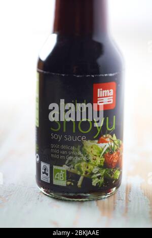 Organic ingredients, soy sauce Stock Photo