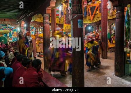 India, Jammu and Kashmir, Ladakh, Hemis Gompa, mask dance, altitude 3600 meters Stock Photo