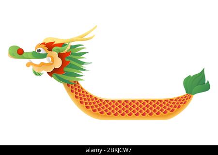 Dragon boat traditional festival - boat vector illustration isolated on transparent background - Duanwu or Zhongxiao festival Stock Vector