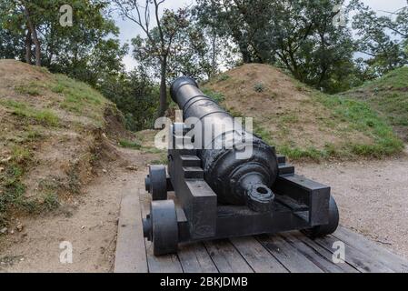 Artillery positions on the Malakhov mound in Sevastopol. The Crimean war of 1853-1856. Stock Photo
