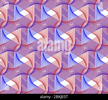 Duotone glitch color vector pattern. Micro background, texture. Guilloche vector seamless pattern. Stock Vector