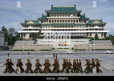 North Korea, Pyongyang, Kim Il Sung Square, the Library Stock Photo