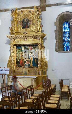 France, Var, Dracenie, Les Arcs sur Argens, Ste Roseline Chapel, Baroque altarpiece from 1541 showing a Nativity attributable to the Nice school of the Brea brothers Stock Photo