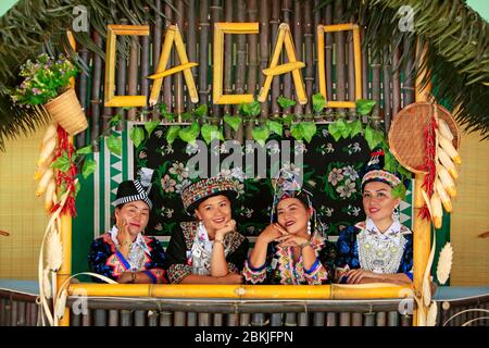 France, Guiana, Cacao, village, mainly Hmong, provides a large part of market gardening products in Guyana, Hmong New Year Stock Photo