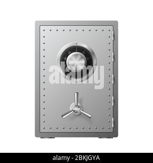 Steel safe with combination lock Isolated on a white background. Armored box. Reliable data protection. Protection of personal information. Vector ill Stock Vector